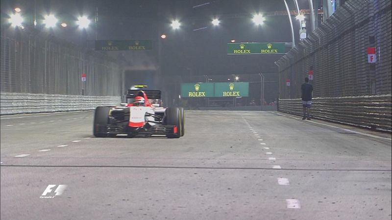 A man takes a walk on track